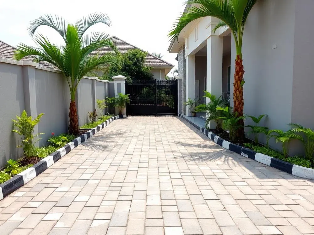 Residential compound finished with interlocking paving stones